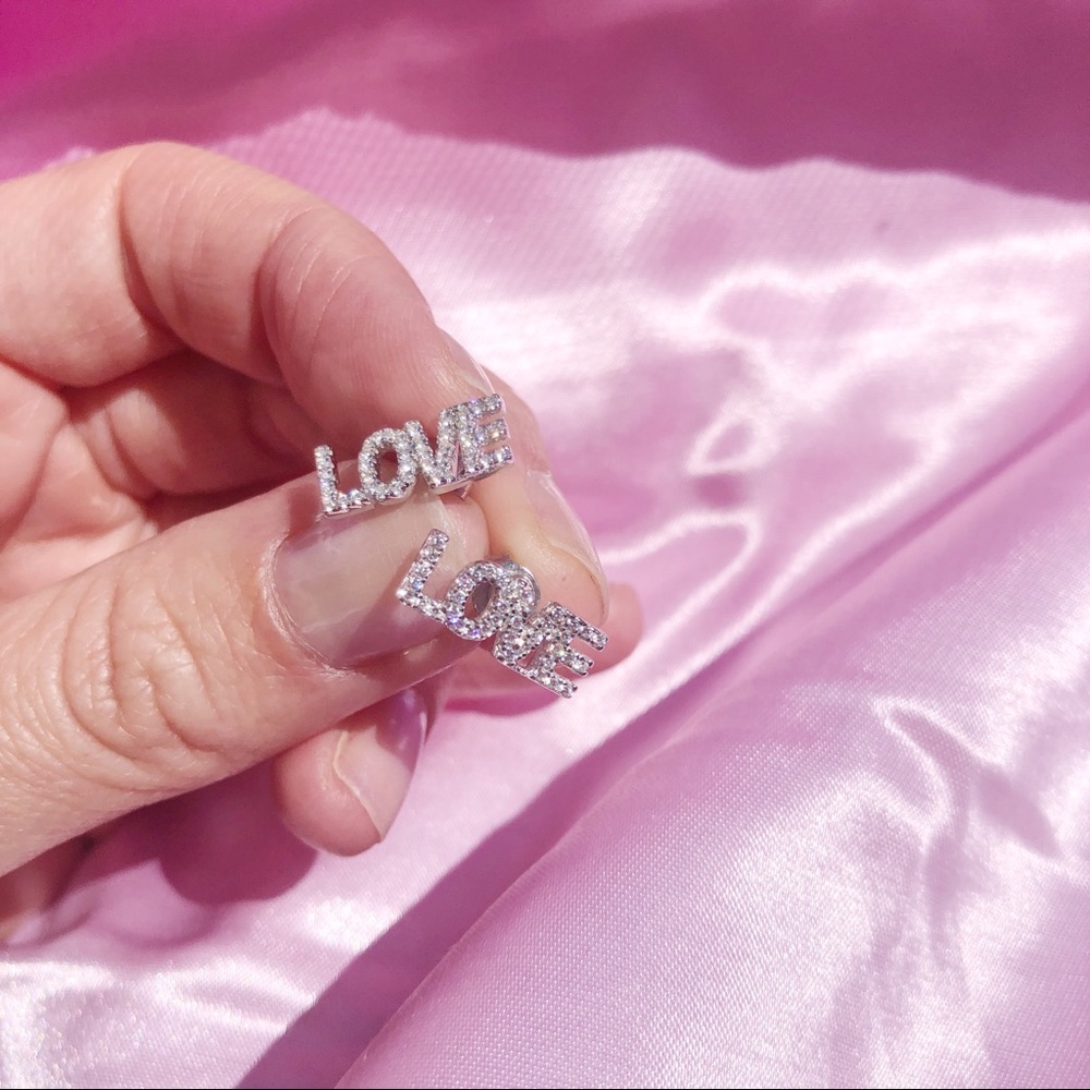 Cz LOVE stud earrings